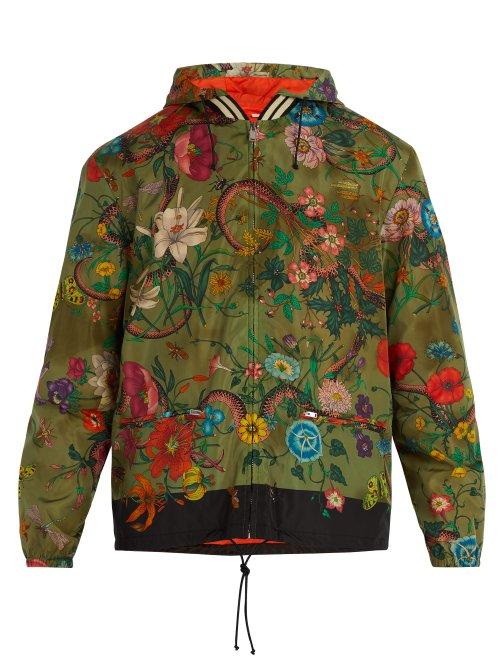 Matchesfashion.com Gucci - Floral Print Windbreaker - Mens - Green