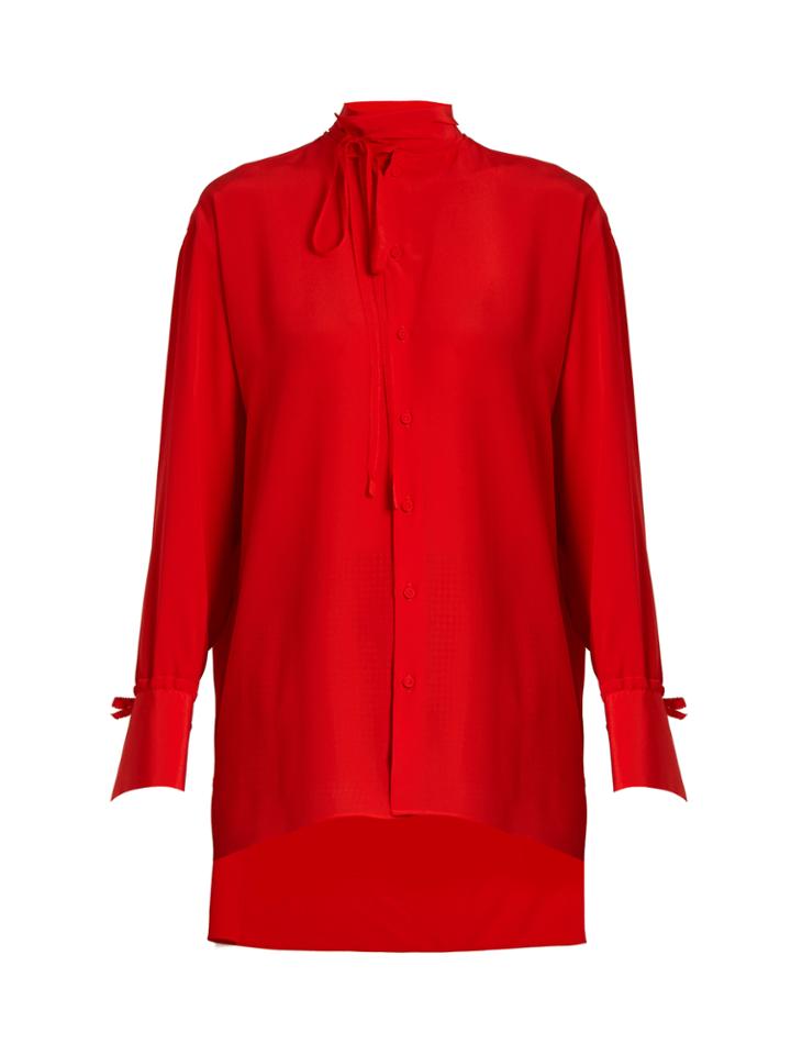 Valentino Tie-neck Silk Blouse