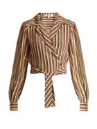 Matchesfashion.com Diane Von Furstenberg - Paxton Striped Silk Cropped Blouse - Womens - Cream Stripe