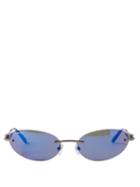 Balenciaga - Neo Mirrored Oval Metal Sunglasses - Womens - Blue Grey