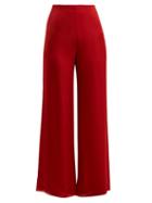Matchesfashion.com The Row - Kiola Silk Charmeuse Wide Leg Trousers - Womens - Red