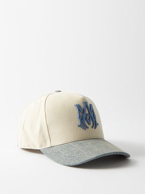 Amiri - Logo-appliqu Canvas Cap - Mens - White Multi