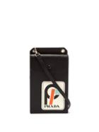 Matchesfashion.com Prada - Vintage Logo Print Leather Cross Body Bag - Womens - Black White