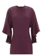 Matchesfashion.com Thea - The Styx Fluted-sleeve Silk Mini Dress - Womens - Purple
