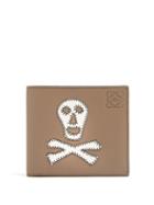 Matchesfashion.com Loewe - Skull Patch Leather Bi Fold Wallet - Mens - Khaki Multi