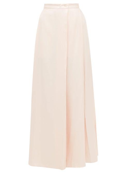 Matchesfashion.com Thierry Colson - Silvana High-rise Silk-twill Wrap Skirt - Womens - Pink