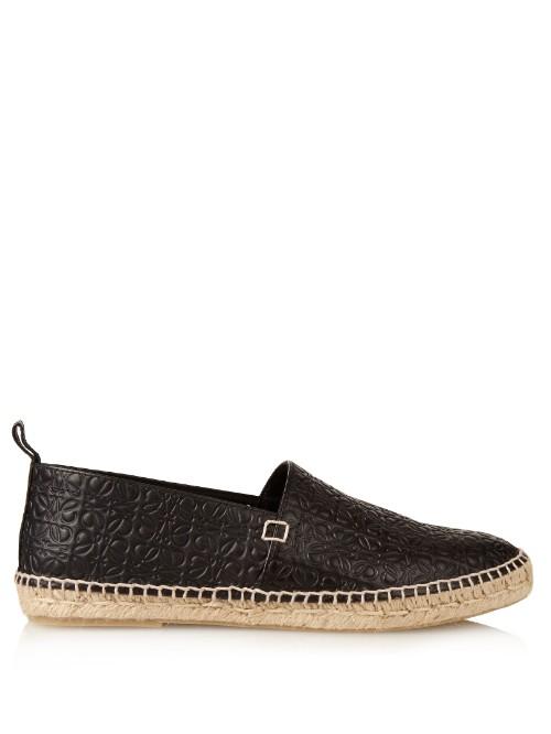 Loewe Monogram-embossed Leather Espadrilles