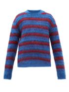 Matchesfashion.com Marni - Oversized Striped Mohair Blend Sweater - Mens - Blue Multi