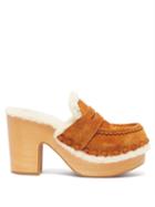 Chlo - Joy Shearling-lined Suede Clogs - Womens - Tan