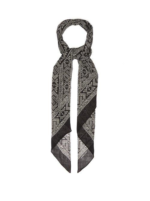 Matchesfashion.com Saint Laurent - Printed Virgin Wool Scarf - Mens - Black White