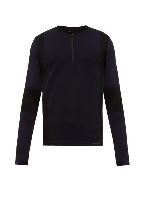 Matchesfashion.com Falke Ess - Two Tone Quarter Zip Mid Layer Top - Mens - Black