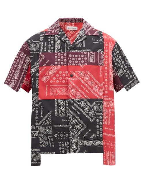 Matchesfashion.com Palm Angels - Patchwork Bandana Short Sleeve Cotton Shirt - Mens - Multi