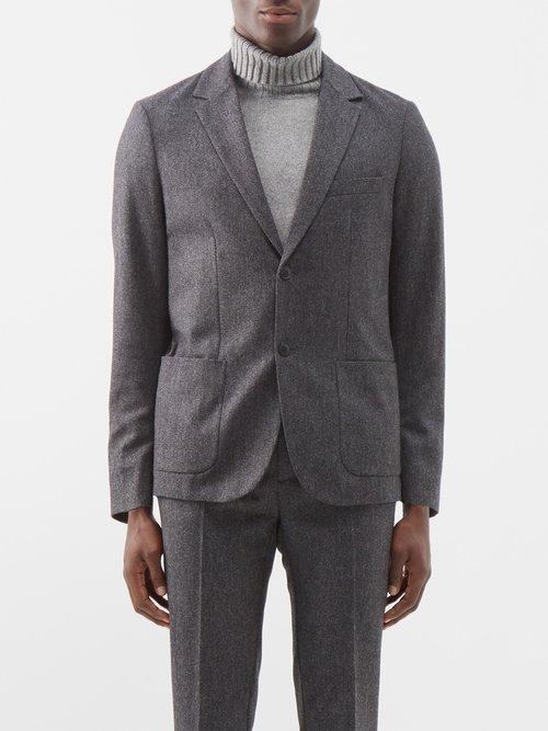 Sunspel - Single-breasted Merino Suit Jacket - Mens - Grey