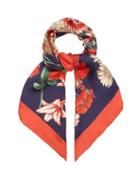 Matchesfashion.com Gucci - Gg Belt And Floral Print Silk Scarf - Womens - Navy