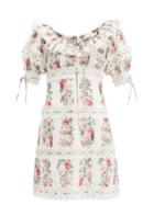 Matchesfashion.com Zimmermann - Honour Floral Print Pintucked Cotton Poplin Dress - Womens - Cream