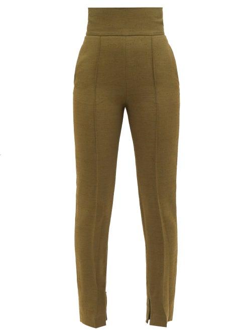 Alexandre Vauthier - High-waist Jersey Trousers - Womens - Khaki