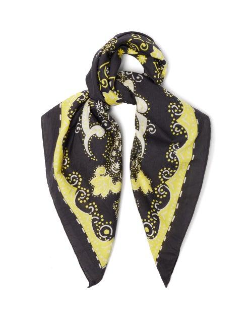 Matchesfashion.com Acne Studios - Floral-print Cotton-blend Scarf - Womens - Black Yellow