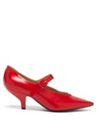 Matchesfashion.com Maison Margiela - Point-toe Kitten-heel Leather Mary Jane Shoes - Womens - Red
