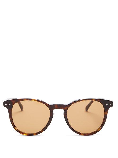 Matchesfashion.com Bottega Veneta - Round Frame Acetate Sunglasses - Mens - Brown