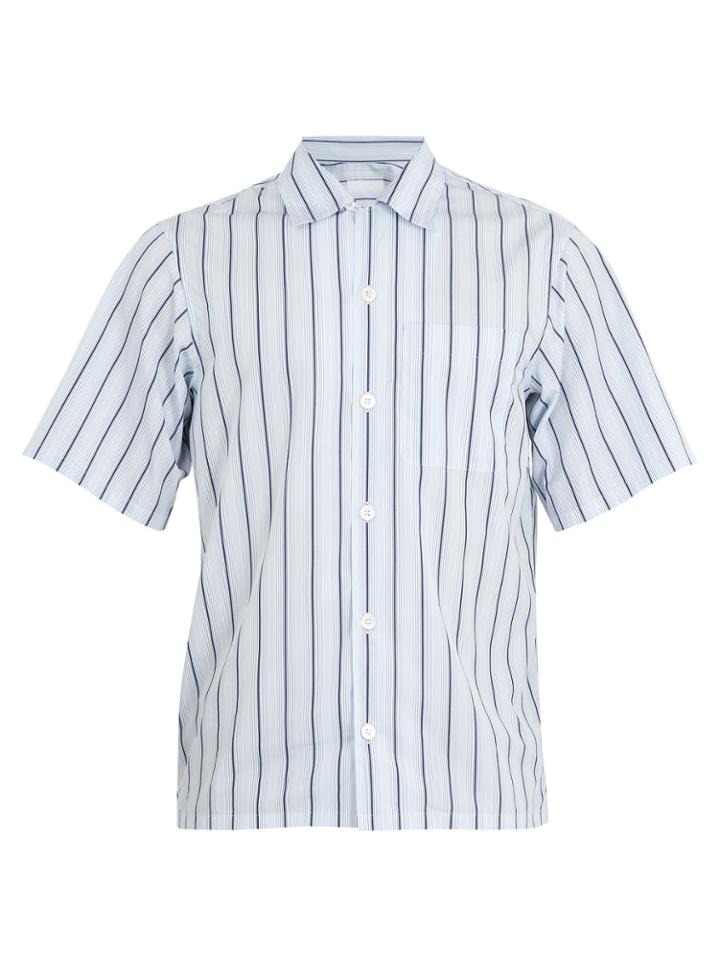 Prada Short-sleeved Striped Cotton Shirt