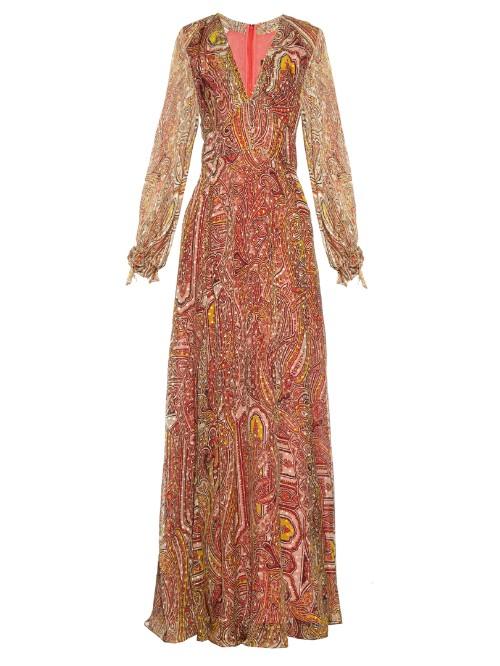 Etro Paisley-print V-neck Silk-blend Dress
