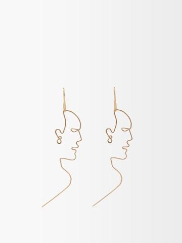 Anita Berisha - Femme Portrait 14kt Gold-plated Drop Earrings - Womens - Yellow Gold