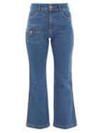 See By Chlo - Buttoned-pocket Kick-flare Jeans - Womens - Mid Denim