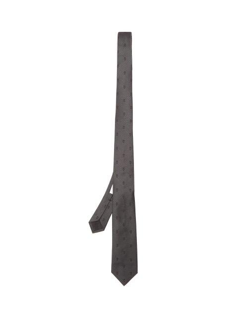 Matchesfashion.com Alexander Mcqueen - Skull And Polka-dot Silk Jacquard Tie - Mens - Black