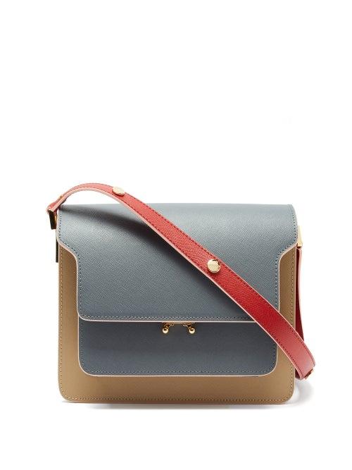 Matchesfashion.com Marni - Trunk Medium Saffiano-leather Shoulder Bag - Womens - Beige Multi