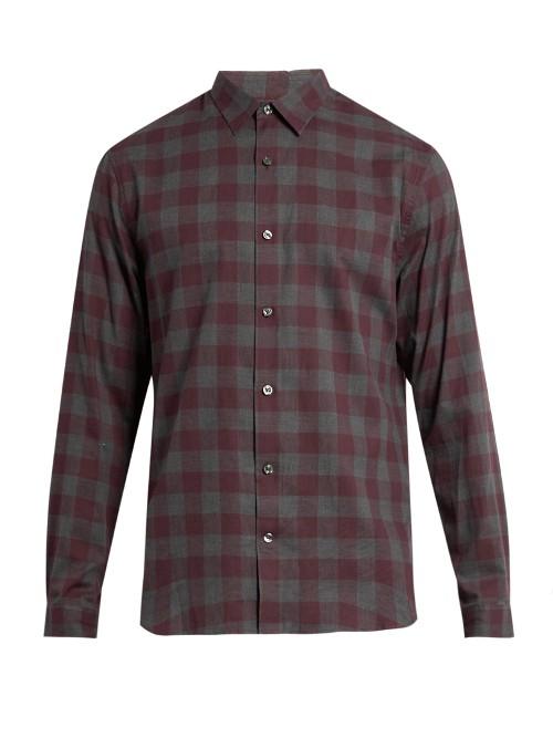 Vince Gingham Long-sleeved Cotton Shirt