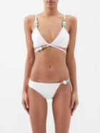 Christopher Esber - Crystal-strap Triangle Bikini Top - Womens - White