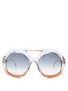 Matchesfashion.com Fendi - Oversized Aviator Sunglasses - Womens - Blue Multi