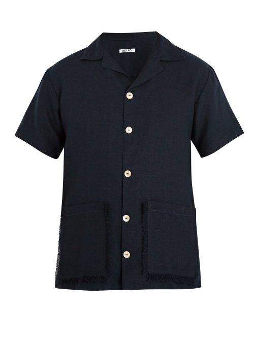 Matchesfashion.com Hecho - Patch Pocket Linen Shirt - Mens - Navy