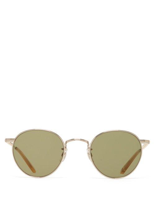 Matchesfashion.com Garrett Leight - Wilson Round Metal Sunglasses - Womens - Green