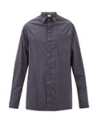 Matchesfashion.com Boramy Viguier - Pinstriped Cotton Shirt - Mens - Black