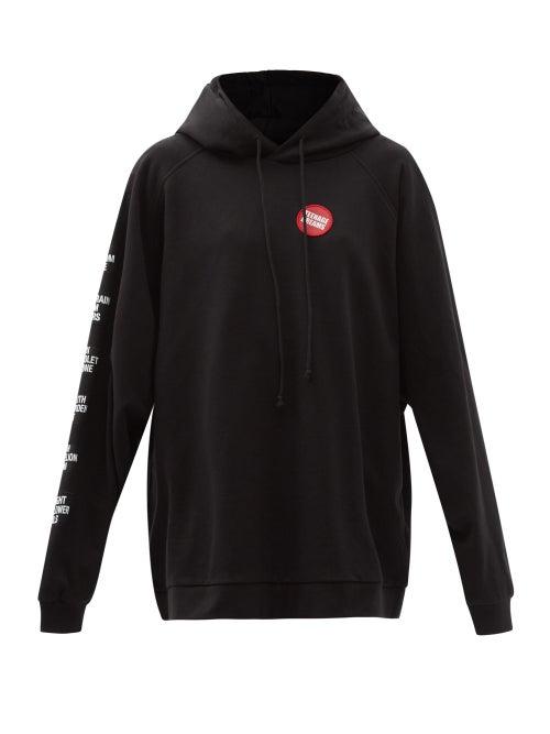 Ladies Rtw Raf Simons - Teenage Dreams Badge Hooded Cotton Sweatshirt - Womens - Black