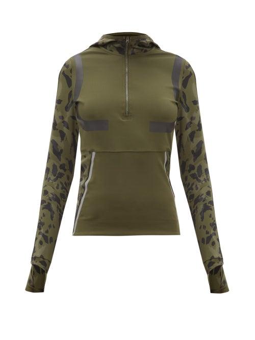 Matchesfashion.com Adidas By Stella Mccartney - Hooded Half Zip Running Jacket - Womens - Khaki