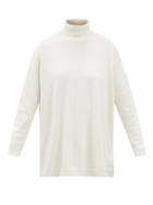 Valentino - Roll-neck Slit-back Cashmere Sweater - Womens - Ivory