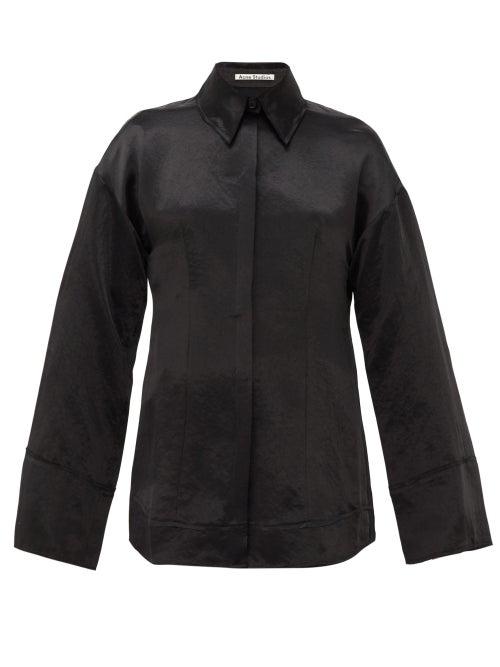 Matchesfashion.com Acne Studios - Suzette Hammered-satin Shirt - Womens - Black