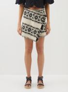 Isabel Marant Toile - Jiloa Geometric-jacquard Cotton-blend Mini Skirt - Womens - Black & White