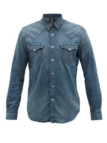 Rrl - Buffalo Embroidered Denim Shirt - Mens - Dark Indigo