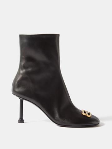 Balenciaga - Logo-plaque Leather Ankle Boots - Womens - Black