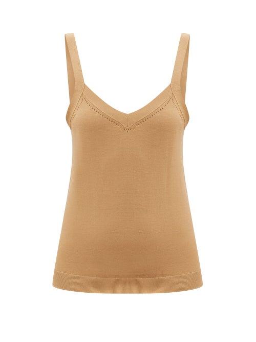 Johnstons Of Elgin - V-neck Wool Camisole - Womens - Camel