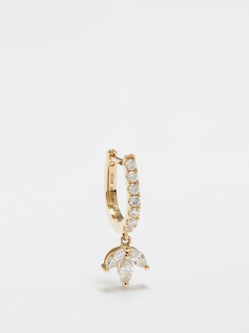 Jacquie Aiche - Blossom Diamond & 14kt Gold Single Hoop Earring - Womens - Gold Multi