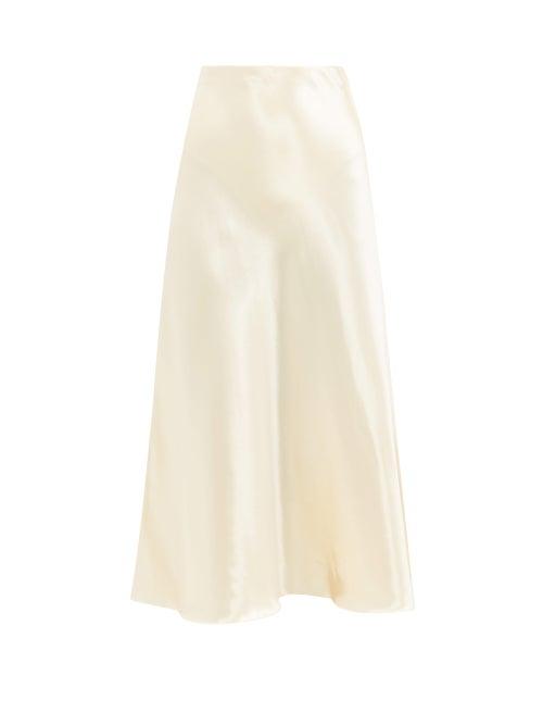 Matchesfashion.com The Row - Medela Bias-cut Satin Midi Skirt - Womens - Cream