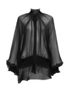 Matchesfashion.com Ann Demeulemeester - Shirred Silk Chiffon Blouse - Womens - Black