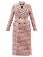 Matchesfashion.com Balenciaga - Hourglass Double Breasted Checked Wool Coat - Womens - Pink Multi
