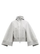 Sacai - Cape-sleeve Zipped Cotton-blend Hooded Sweatshirt - Womens - Grey