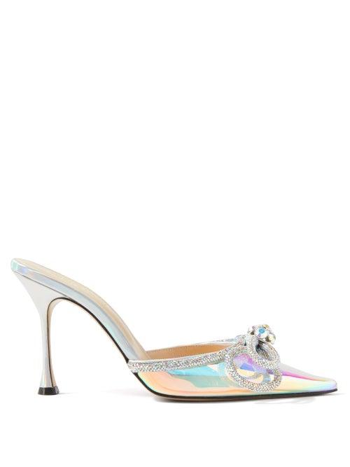 Mach & Mach - Double Bow Crystal-embellished Pvc Pumps - Womens - Multi