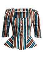 Matchesfashion.com Isa Arfen - Ponza Striped Cotton And Linen Blend Peplum Top - Womens - Multi